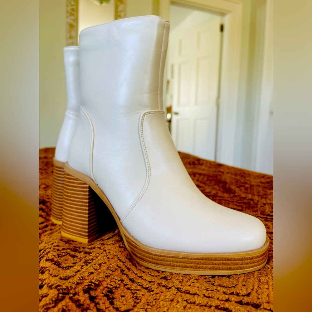 Nasty gal white chunky boot